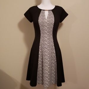 Black dress with black and white accent - Size 8